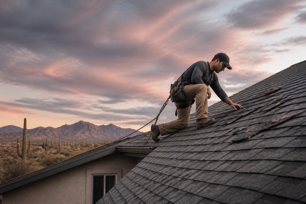 Fictional roofing website direction for Mesa Halo Roofing